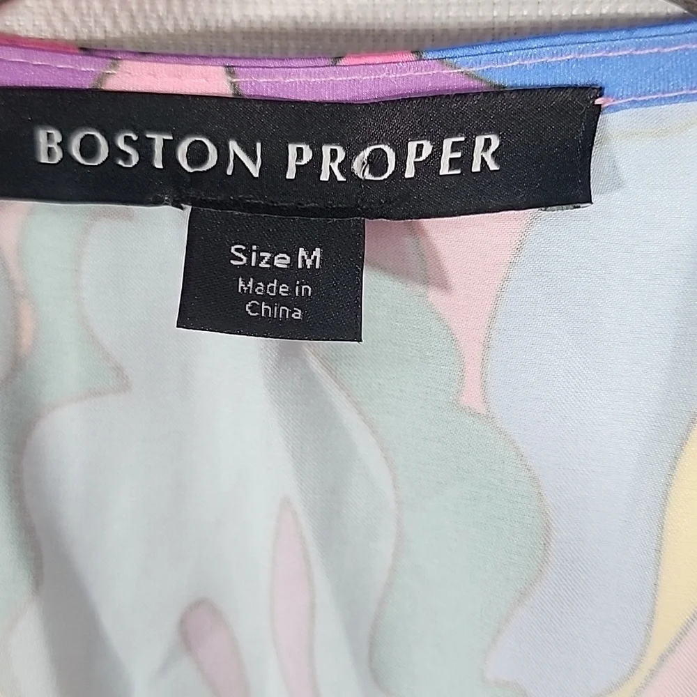 Boston Proper Abstract Sol Print V Neck Colorful Floral Maxi Dress. M - Picture 9 of 14